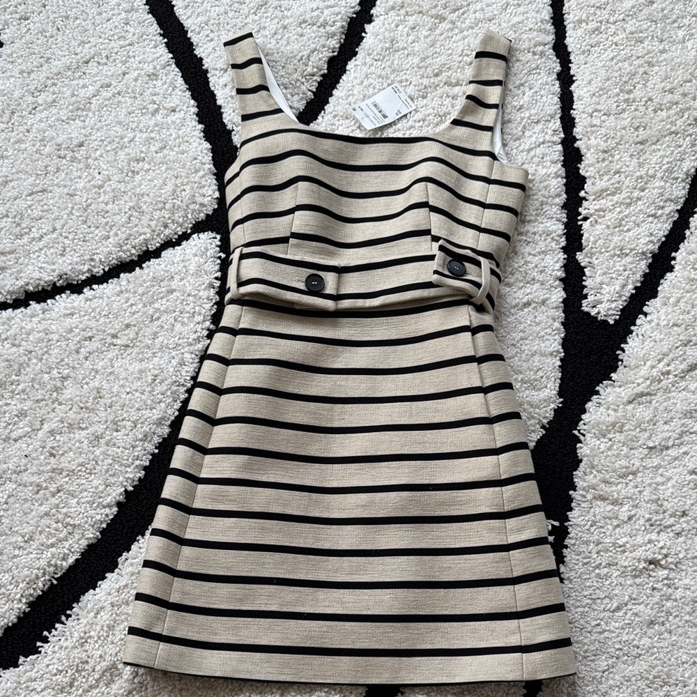 Judith & Charles Striped Black and Cream linen Dress